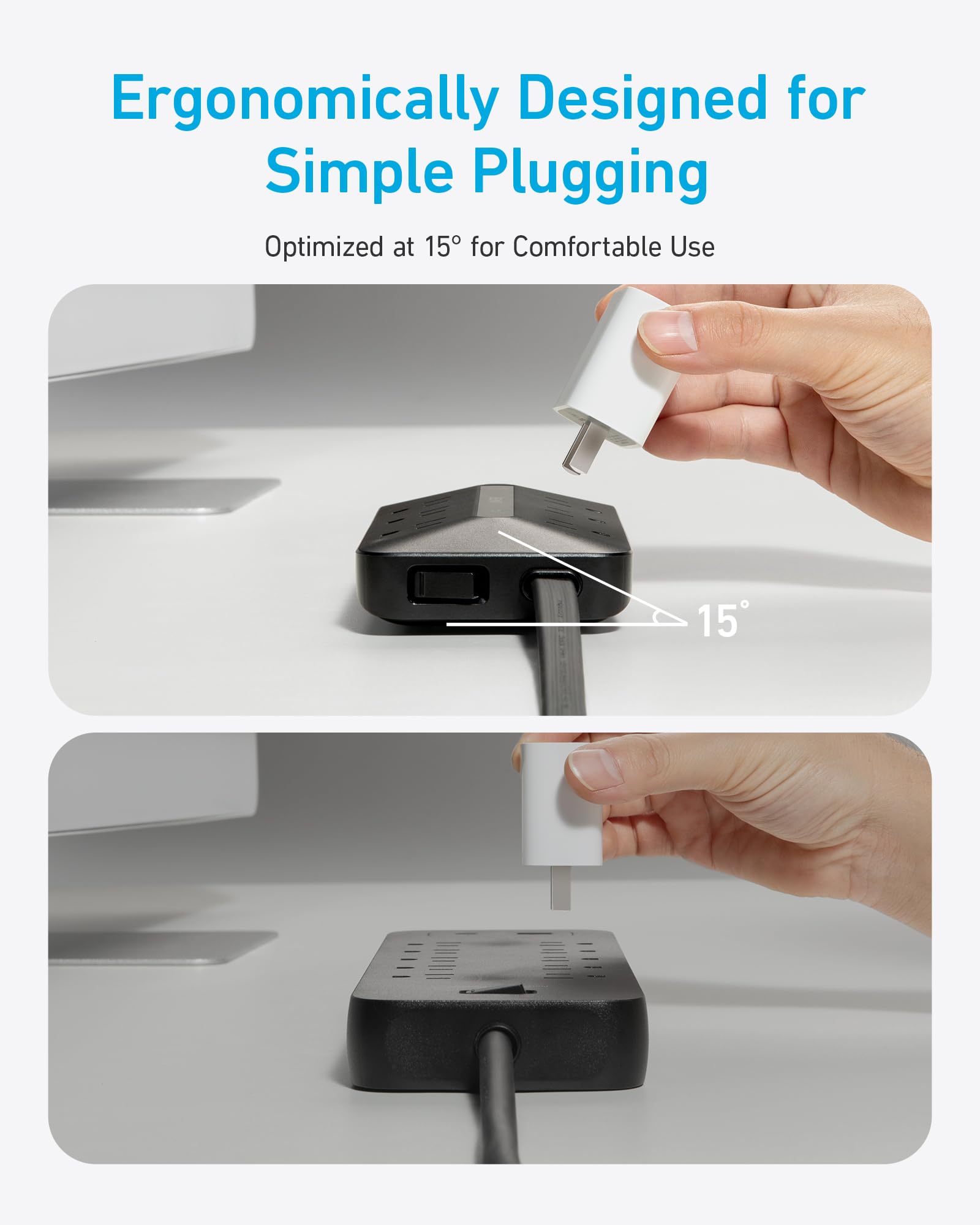 Amazon.com: Anker Power Strip with 300J Surge Protector, Flat Plug